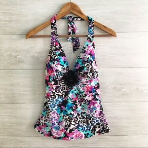 {Kenneth Cole} Abstract halter tankini top, S